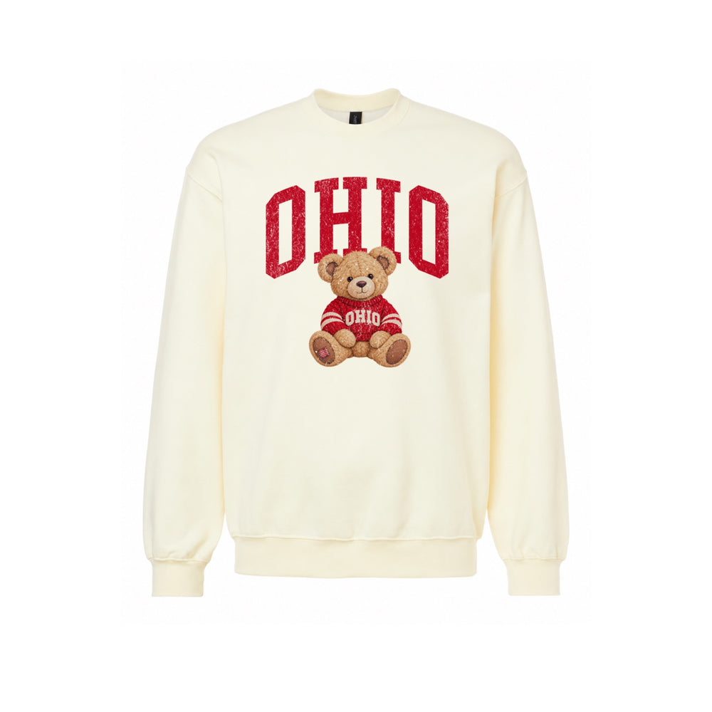 Vintage Ohio Teddy Bear Crewneck Sweatshirt in off white – product photo