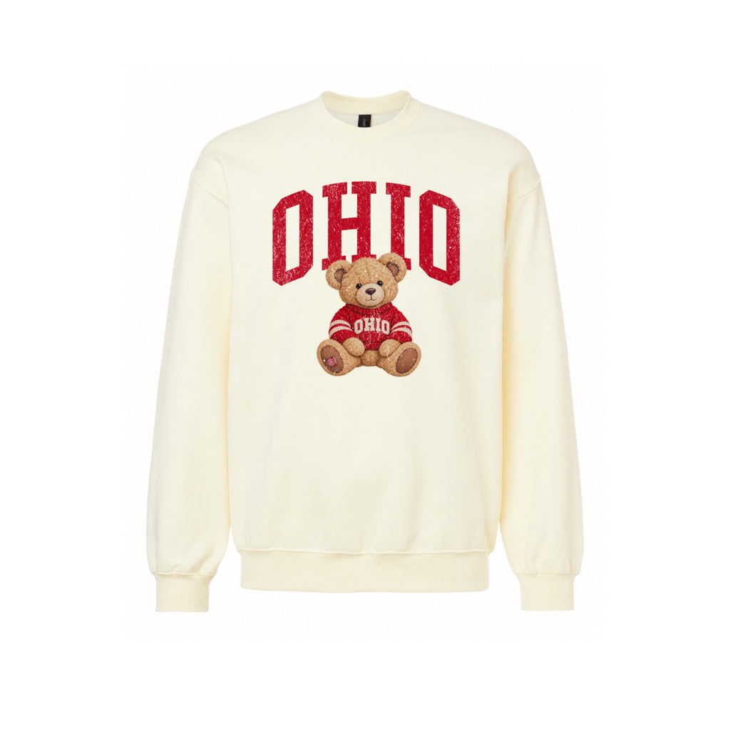 Vintage Ohio Teddy Bear Crewneck Sweatshirt in off white – product photo